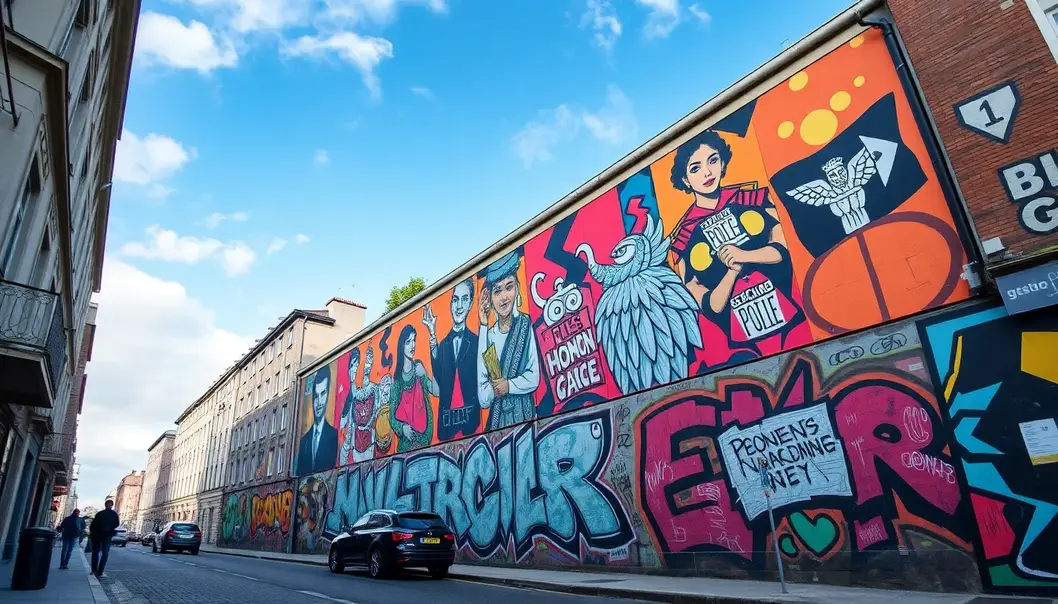 Berlin’s street art teems with political narratives and vibrant creativity.