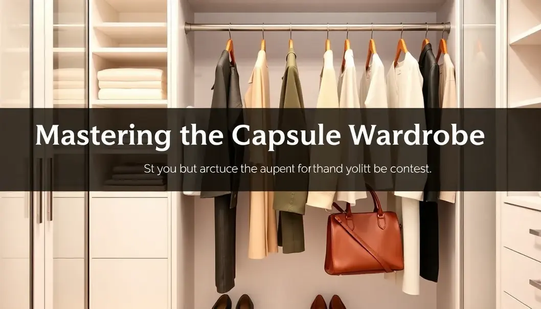 A neat and minimalist capsule wardrobe setup highlighting essential items.