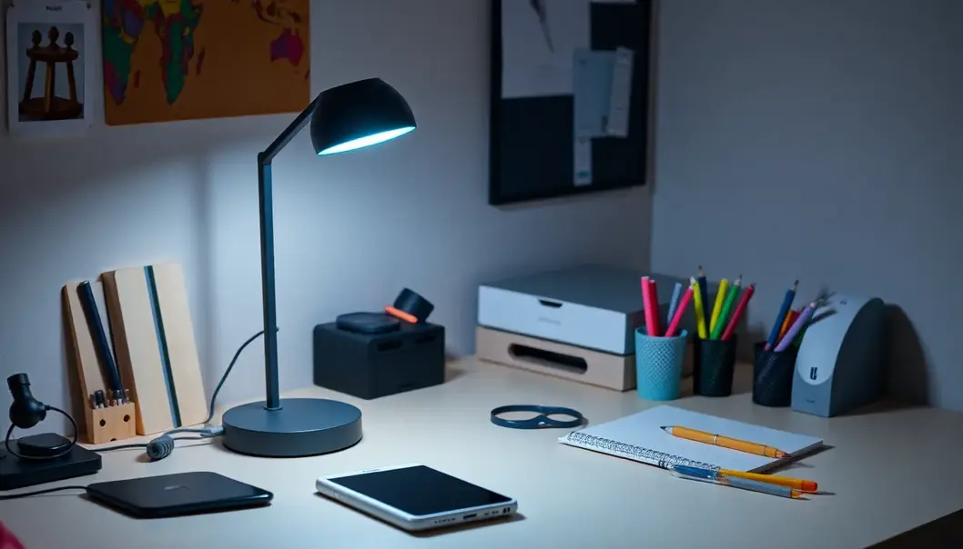 Chic and sleek futuristic desk lamps set the tone for creative workspaces.