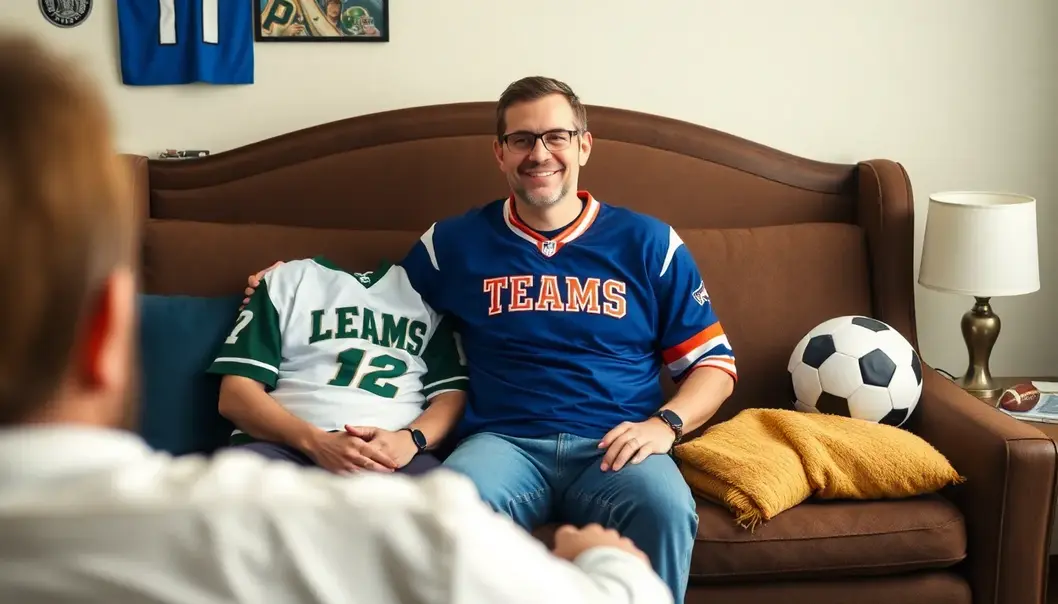 A sports fan engaged in a therapy session.